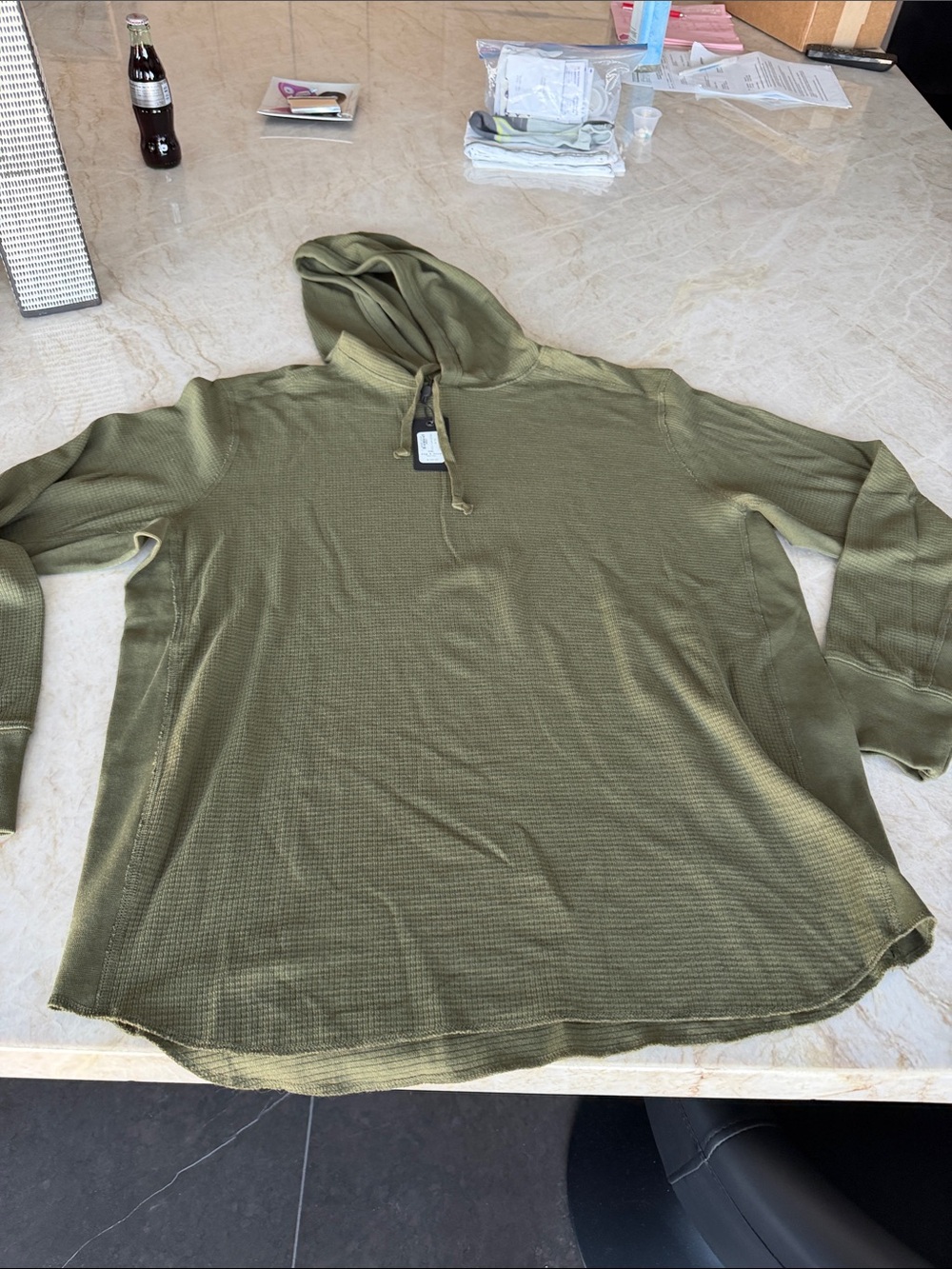 rag & bone Olive Knit Hooded Pullover